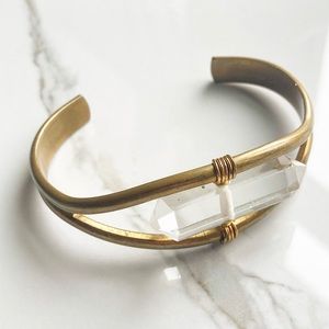 Clear Quartz Crystal & Brass Cuff